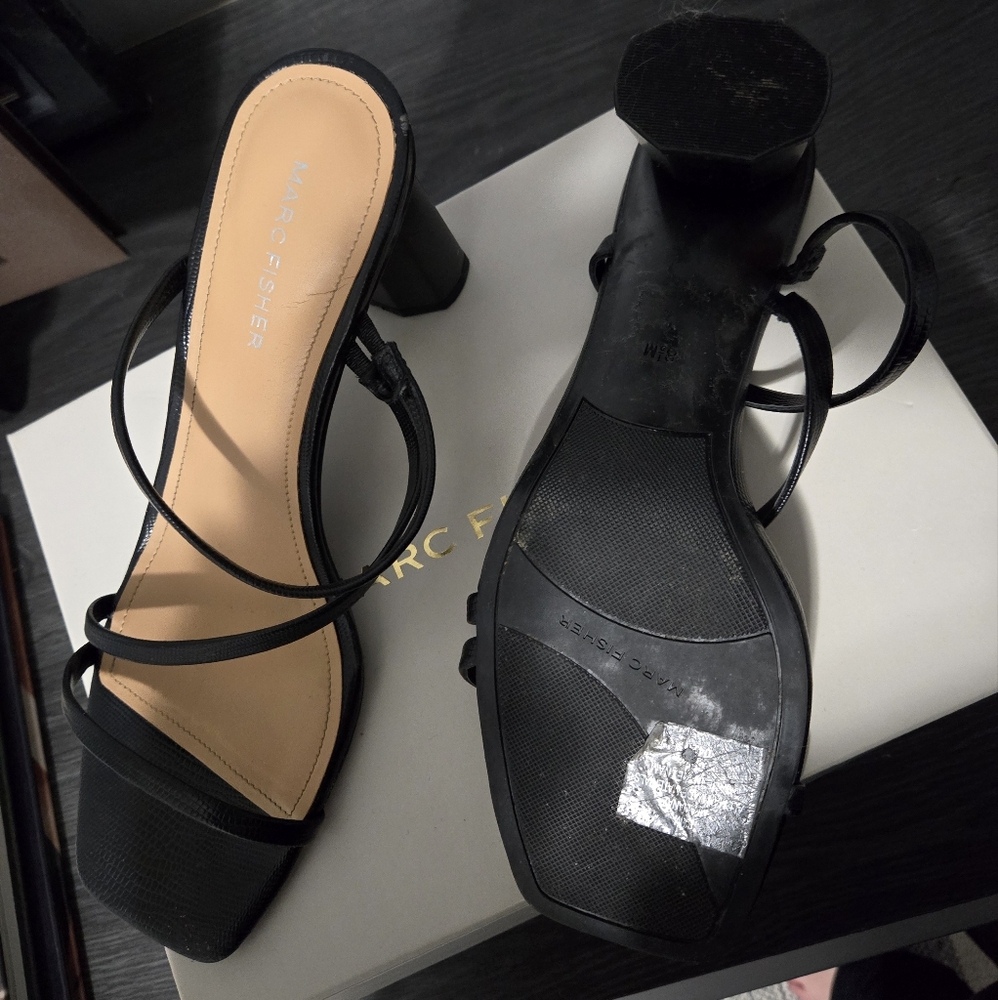 Marc Fisher Black Strappy Heels - Picture 3 of 4